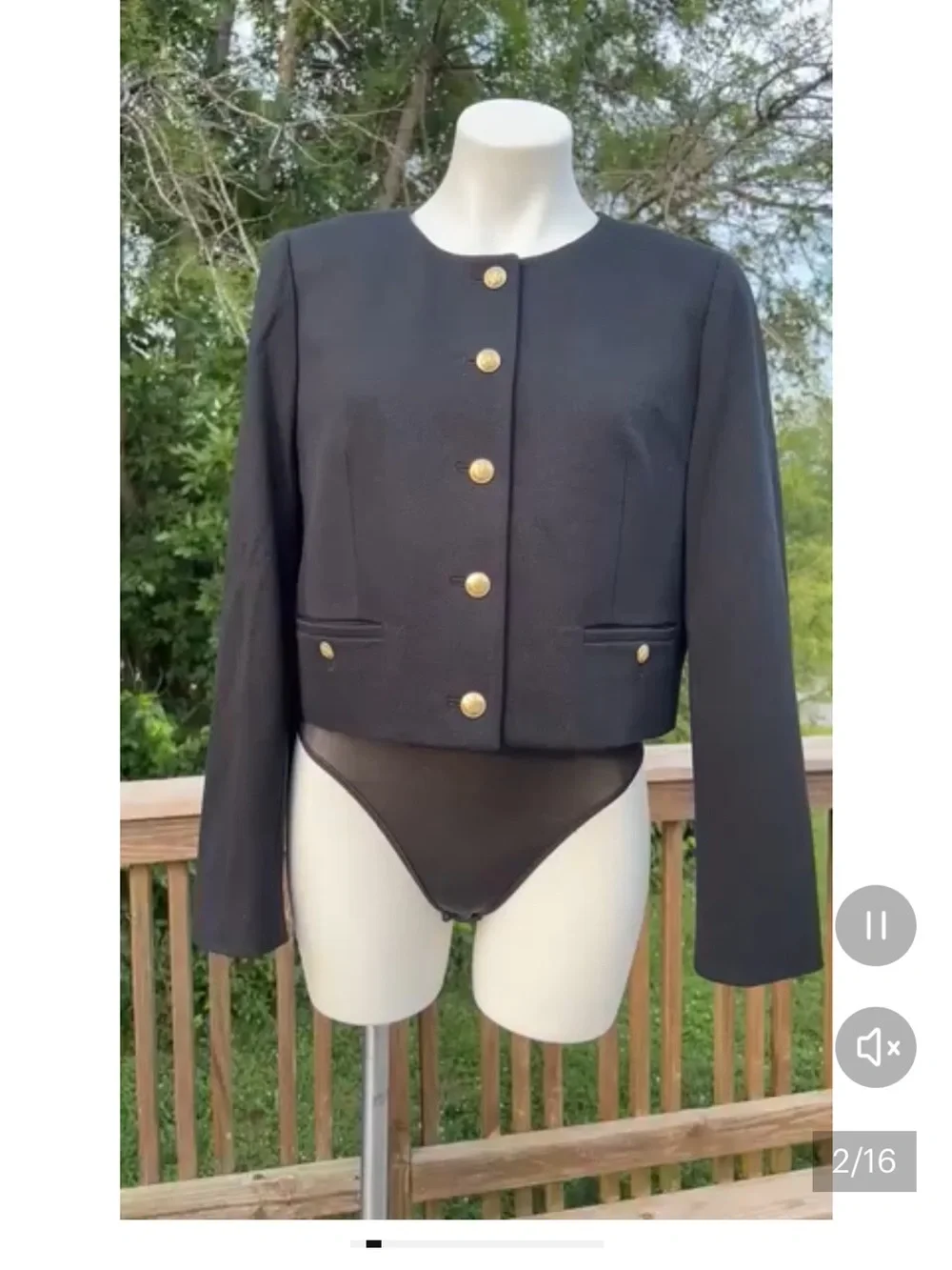 J. Crew Black Cropped Lady With Gold Button Detail Jacket New Size 12